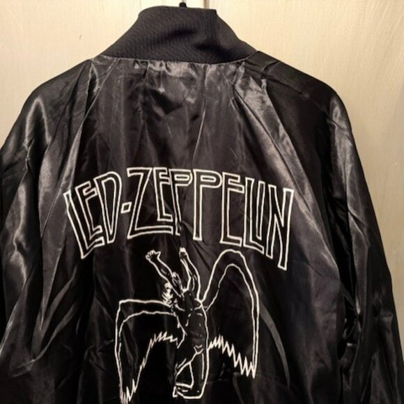 Retro Led Zeppelin Rare Limited Edition Black Satin Bomber / Varsity Tour Jacket - Picture 14 of 16